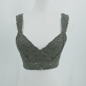 Aerie Bralette Womens M Green Lace Stretch Adjustable Straps‎ Cottagecore Boho